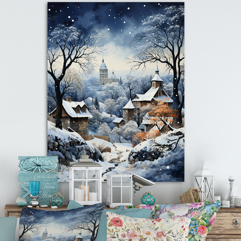 Harmonie du village d'hiver I - impression, H 40 po x l 30 po x P 1,5 po, Toile tendue