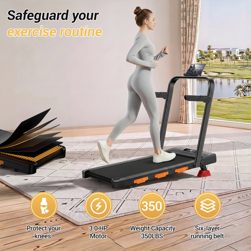 UMAY Folding Treadmill with 14% Incline, 2.5HP Under Desk Walking Pad, 8km/h, LED Display, 136kg Max User Weight for Home Cardio