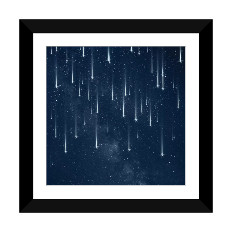 « chutes stars », impression sur toile, Papier d'art encadré noir, H 16 po x l 16 po x P 1 po, Blanc