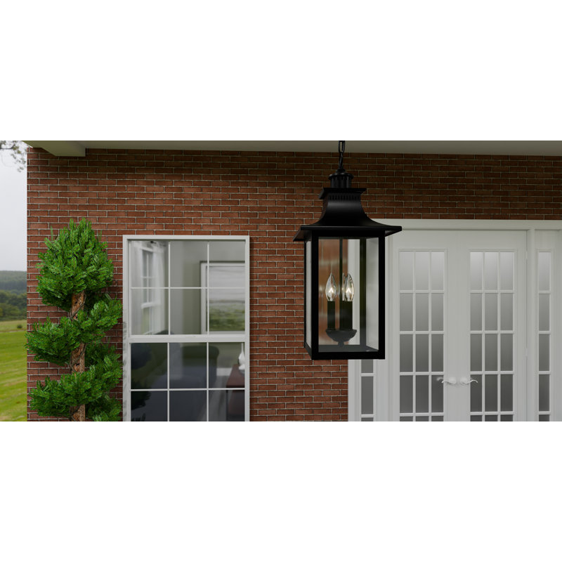 Aroon 3-Light Mystic Black Outdoor Hanging Lantern