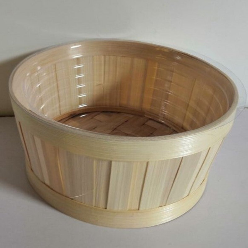 Natural Bamboo Slat Basket, 4"H x 8"W x 8"D
