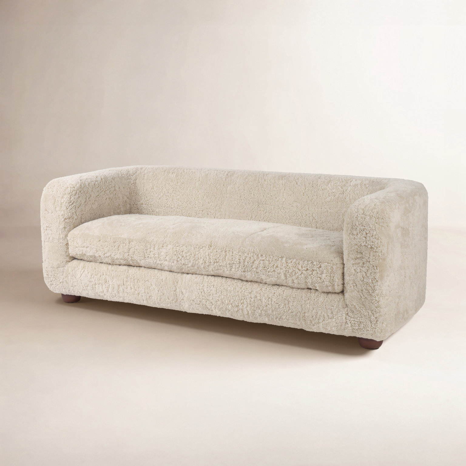 Lovatt 84'' Upholstered Sofa, Beige Shearling