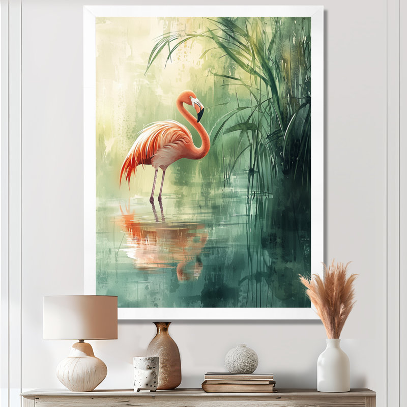 Clemencia - animaux, reproduction d'art sur toile, H 32 po x l 16 po, Picture Framed, Blanc