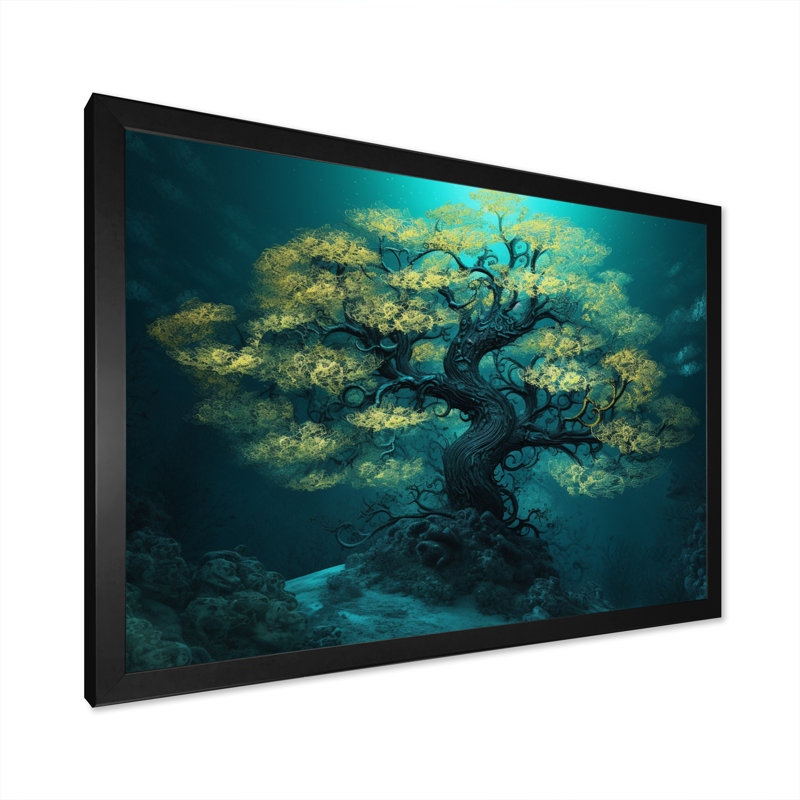 «Ruud Glowing Bonsai Tree I», reproduction sur toile, Cadre photo noir, H 12 po x l 20 po x P 1 po
