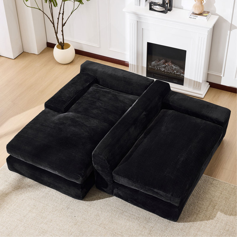 Modular Sectional Living Room Sofa Set, Black