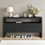 Buffet 60 po, console moderne à 4 portes avec tablette ouverte, buffet en placage de pin et meuble télé avec portes à fermeture en douceur 60 po-114234751