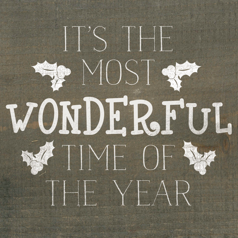 Wonderful Year Holly Wood - Wrapped Canvas Print, 30cm H x 30cm W x 3.8cm D