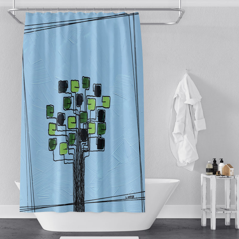 Rideau de douche Sharin, H 72 po x l 70 po, Bleu / vert