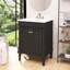 Meuble-lavabo de style rétro avec porte à fermeture en douceur et lavabo en céramique-130154635