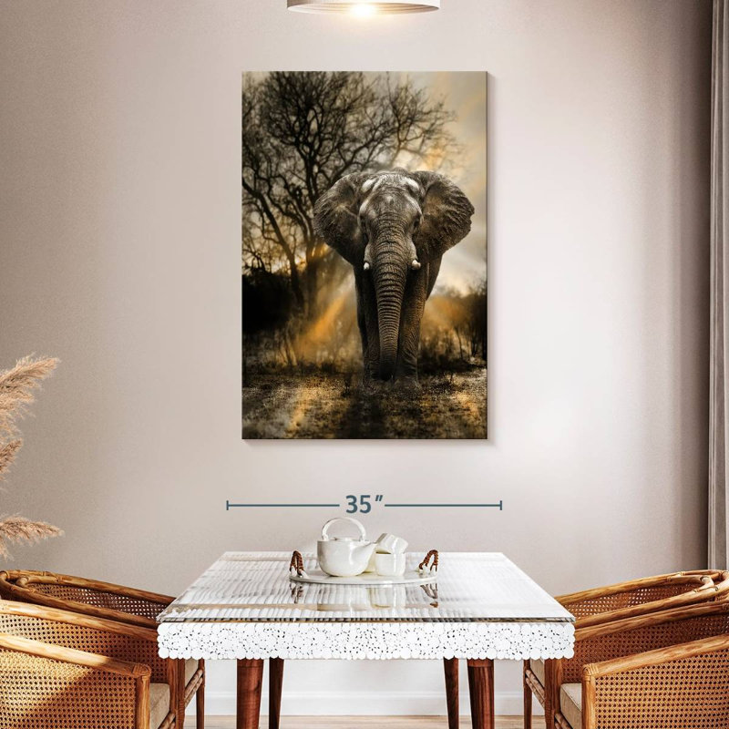" Elephant Sunset Canvas Print ", 48" H x 32" W x 1.25" D