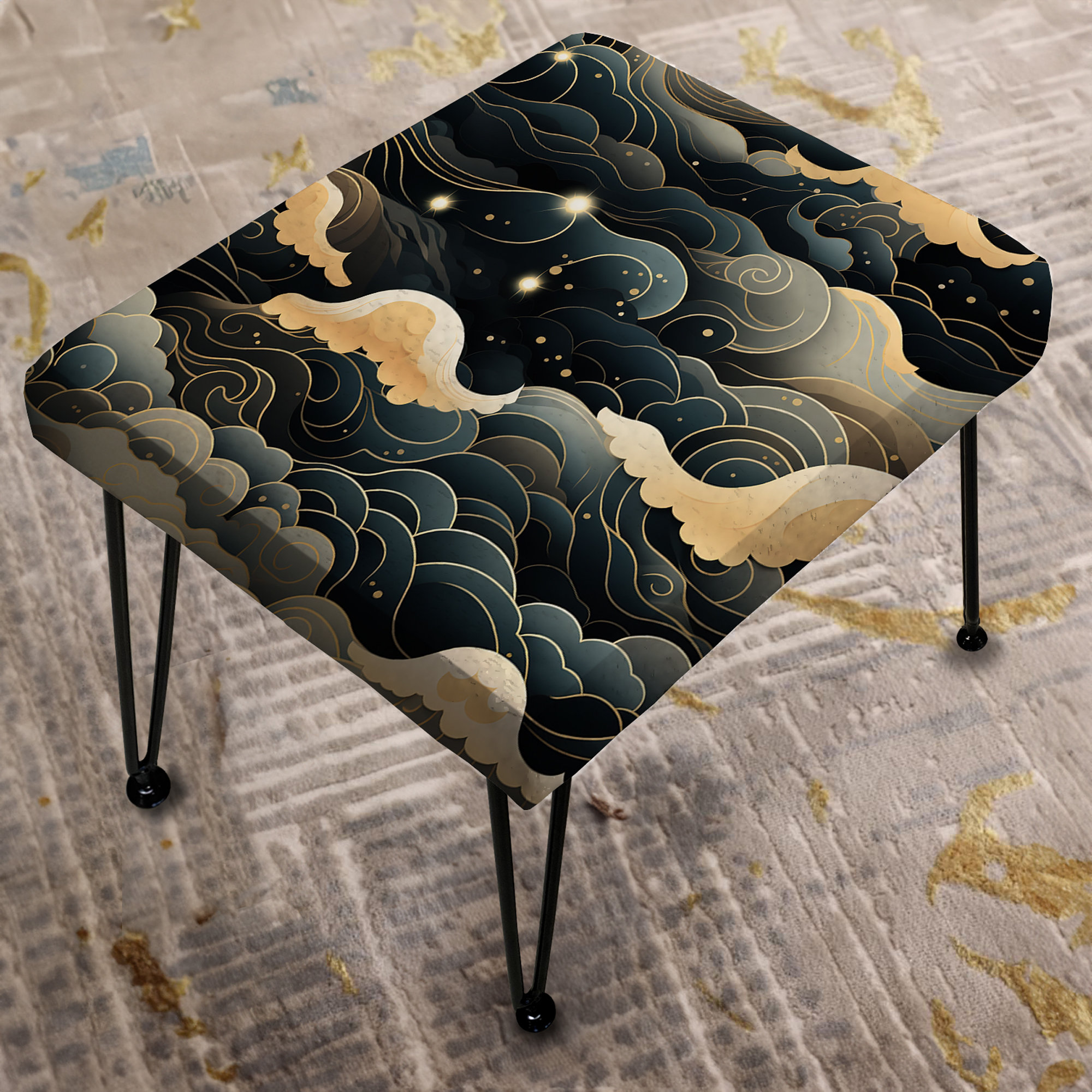 Design Art Lunar Haze Moody Patterns - Abstract Rectangle Ottoman | Wayfair