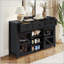 Buffet coulissant avec porte de grange en métal et tablettes réglables-356845214