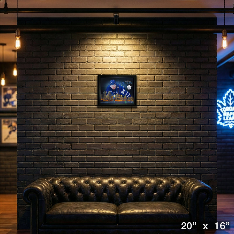 Auston Matthews, impression encadrée 16 x 20 feuilles d'érable de Toronto