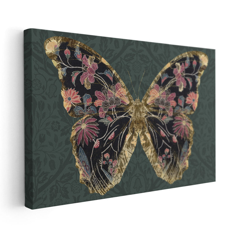 Floral Butterfly Wings I - reproduction d'art sur toile, H 16 po x l 24 po