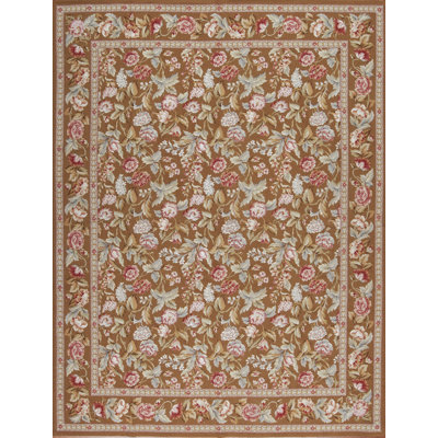 Highland Needleworks Flatweave Wool Area Rug in Brown