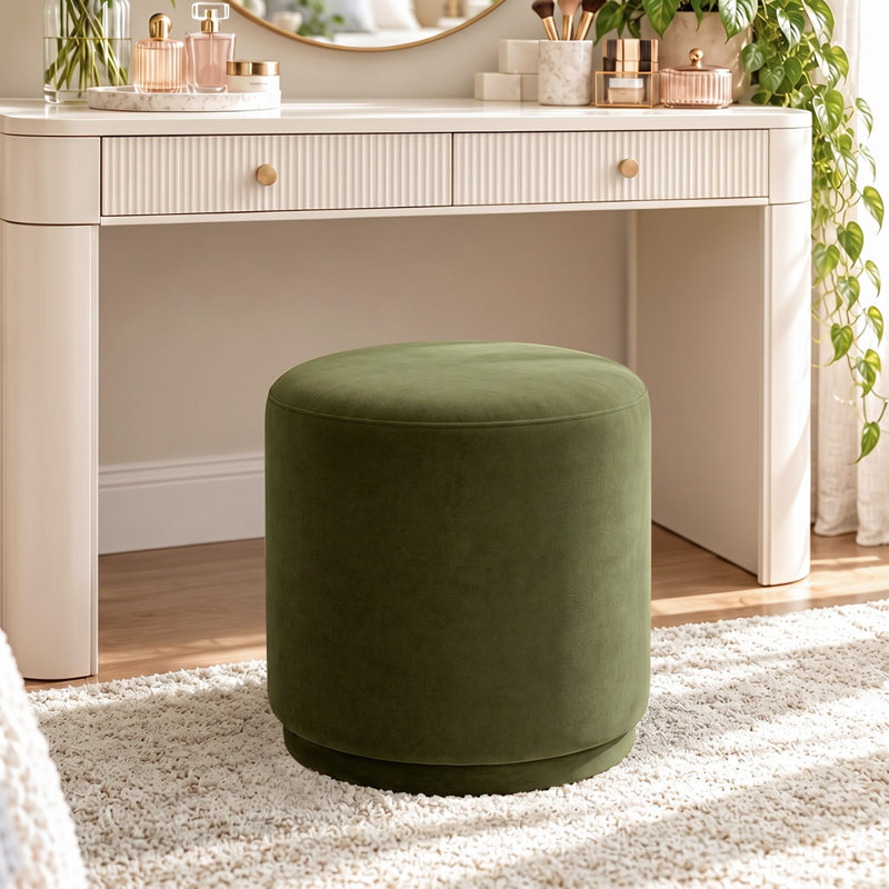 Tabouret de coiffeuse pivotant rond de 47 cm (18,5 po) recouvert de velours, Green