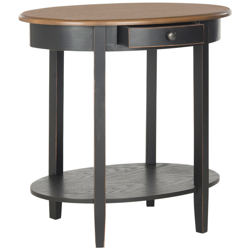 Table de bout avec rangement Bianca, Noir/chêne