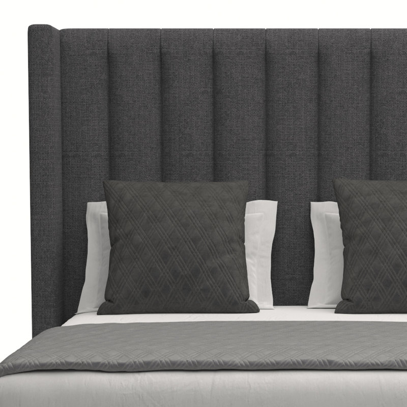 Lit plateforme tapissier Decost, Gris anthracite, Très grand lit