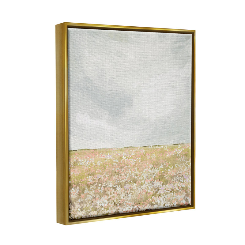 «Cloudy Abstract Meadow» sur toile, Cadre flottant métallique doré, H 31 po x l 25 po