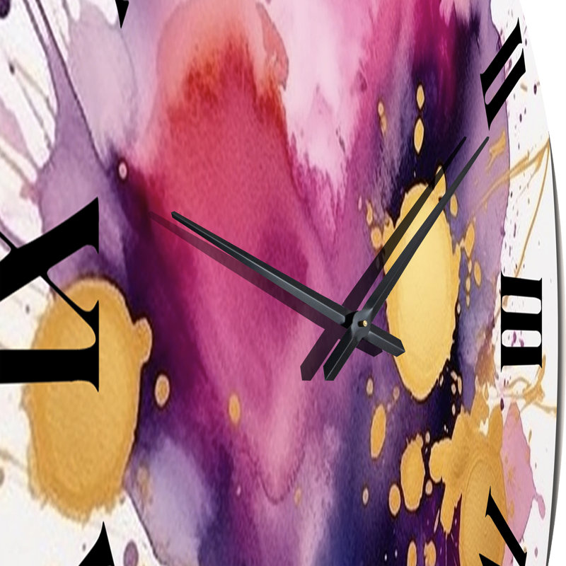 Horloge murale mauve et rose en métal II, Très grand