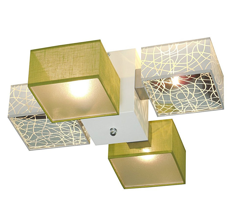 Miranda Semi Flush Mount, Light Brown, Silver/Light green