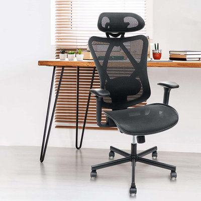 Mid-Century Ergonomic Office Chair with Adjustable Height, Swivel and Rolling Features, Breathable Fabric for Home Office Comfort