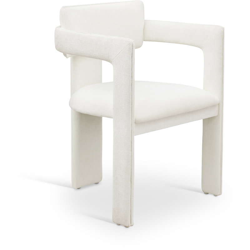 Exilda Chenille Fabric Dining Chair, Cream Chenille Fabric