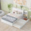 Grand lit plateforme avec rangement et tablettes gigognes