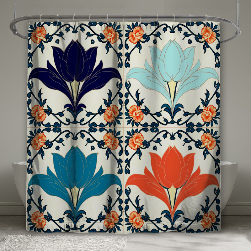 Rideaux de douche à motif floral, L 70 po x H 72 po