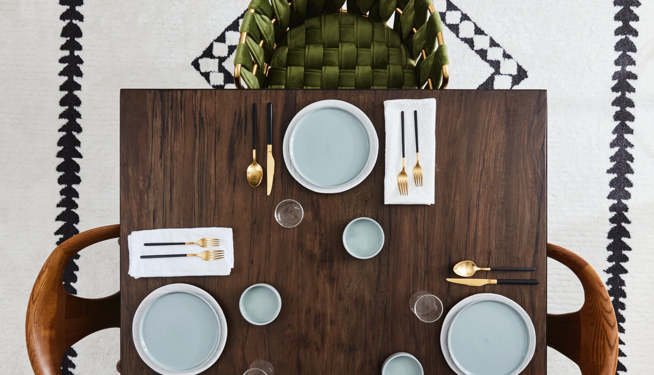 Close up of Tabletop setup in Kristen Kish's home