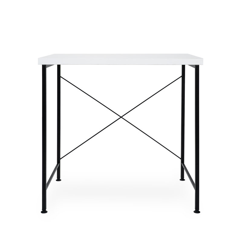 Malasha Metal Base Writing Desk, White, Black