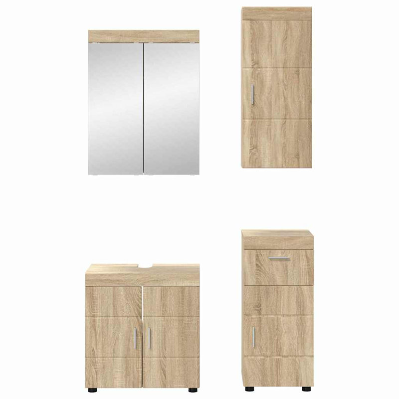 Vanity & Mirror Set, Light Wood