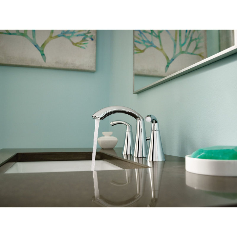 Glyde Widespread Bathroom Faucet with Drain Assembly, Brushed Nickel