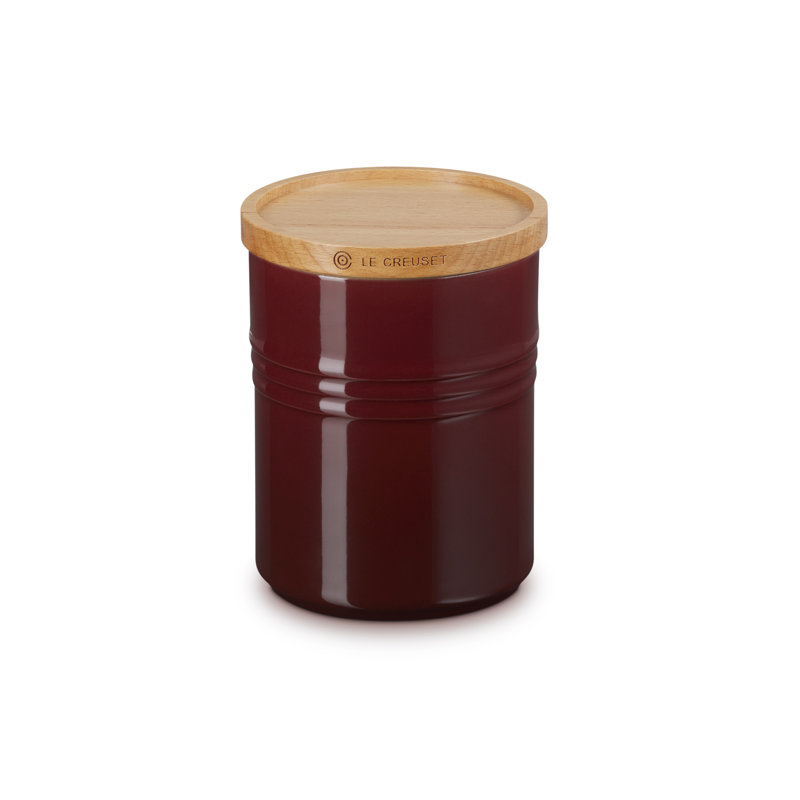 Le Creuset Stoneware Medium Storage Jar with Wooden Lid, Garnet