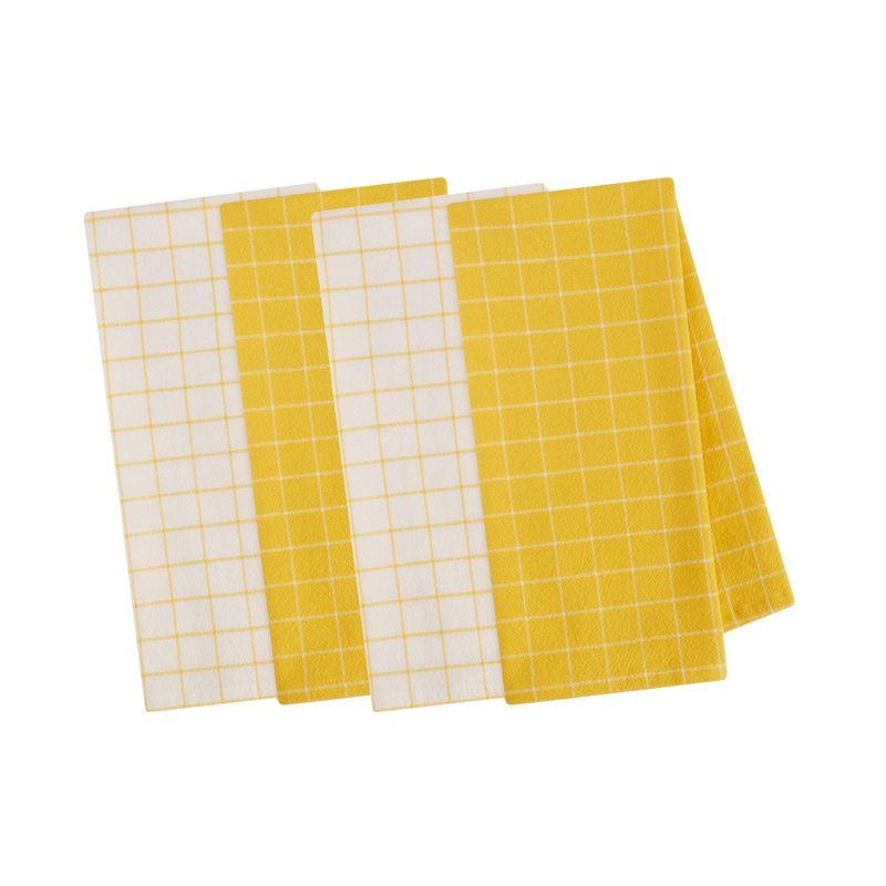 Printed Microfiber Dishtowel Set/4, Yellow