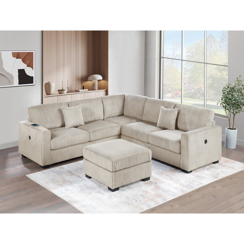 Ensemble de canapé modulaire 4 pièces Elegant, Velours côtelé gris foncé