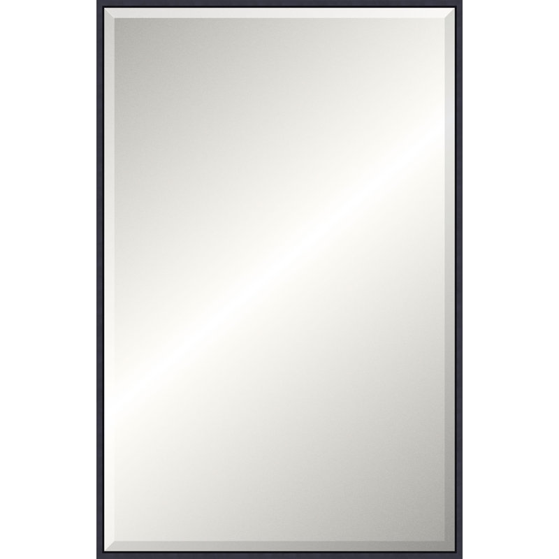 Floater 2 Solid Wood Beveled Mirror, Rectangle, Matte Black, 35.25" x 23.25"