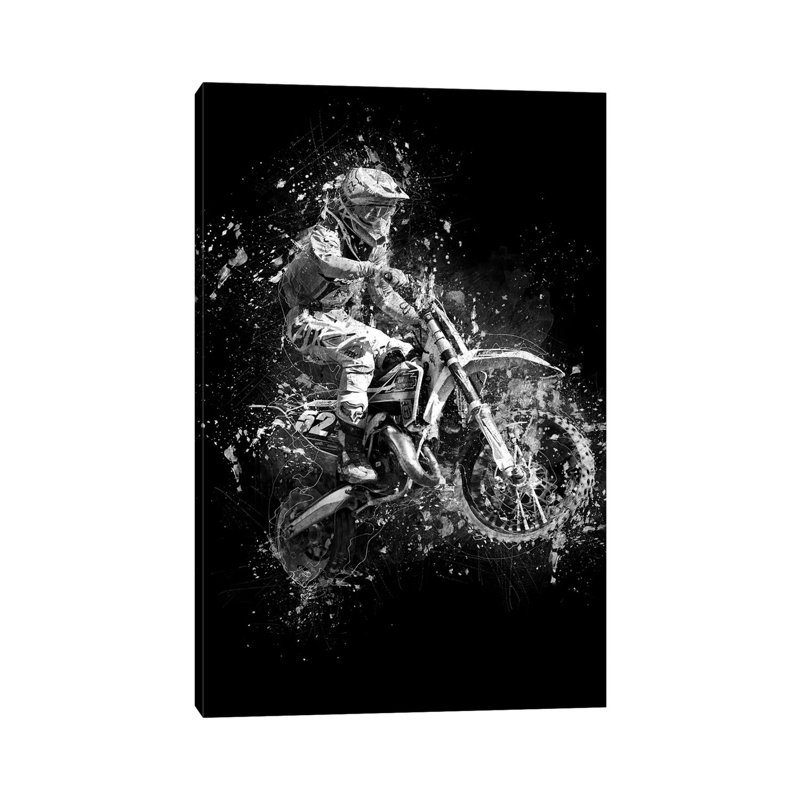 Impression sur toile tendue «Dirt Bike Jump» par Cornélin, H 18 po x l 12 po x 1,5 po