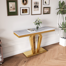 46.8" Console Table With Faux Marble Top & Stainless Steel Frame