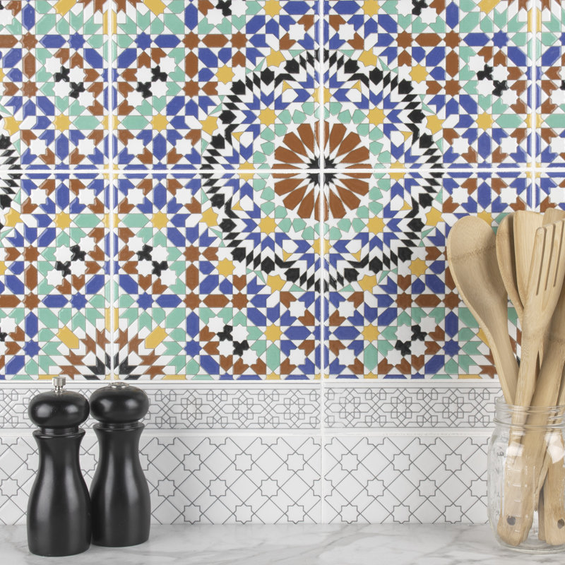 Sevillano Andalusia 8" x 8" Ceramic Patterned Field Tile