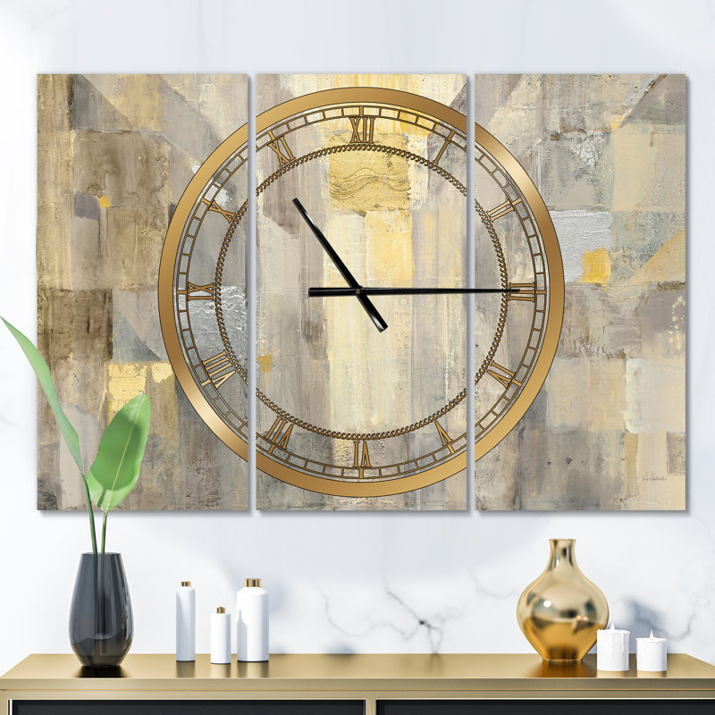 Aquarelle carrée dorée - horloge murale moderne