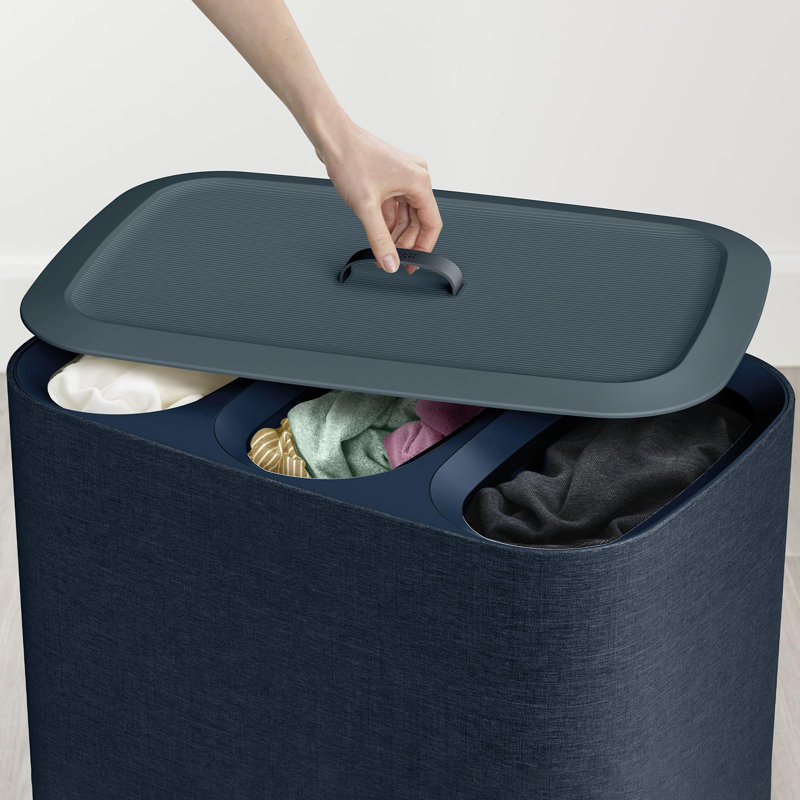 Panier à linge 90 litres avec couvercle, Noir