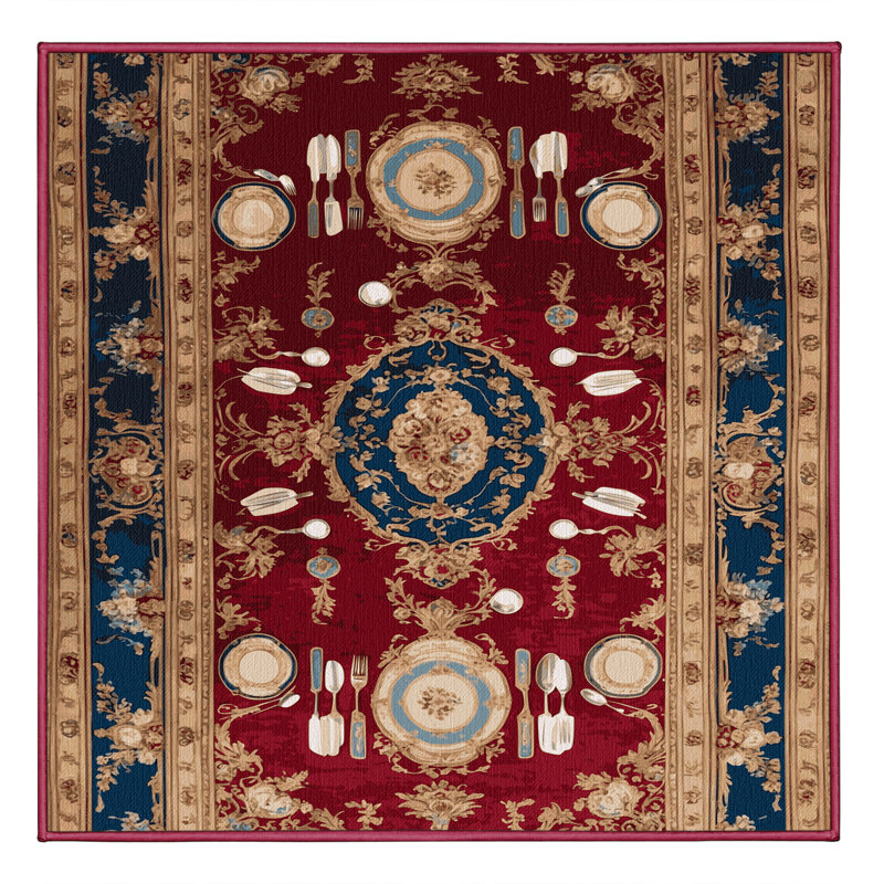 Tapis rouge français lavable à la machine, Carré 6 pi