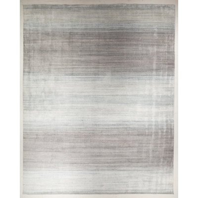 Striped Area Rug in White/Lilac