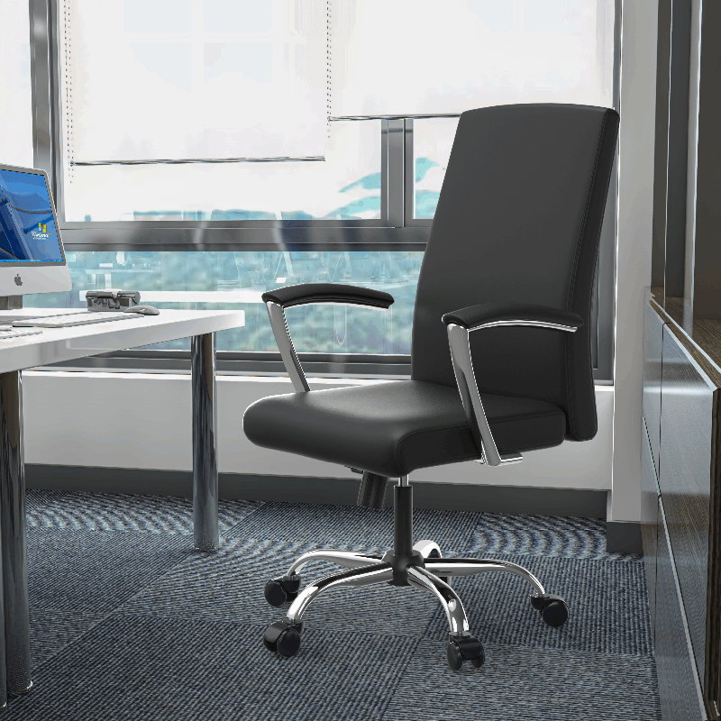 Fauteuil de bureau en cuir Kenil, Noir