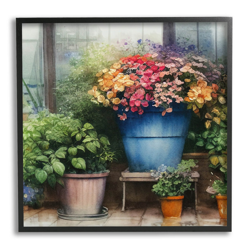 «Blooming Flowers Vivid Garden Giclee Art» par Alpenglow Workshop, Giclée encadrée noir minuit, H 17 po x l 17 po x P 1,5 po