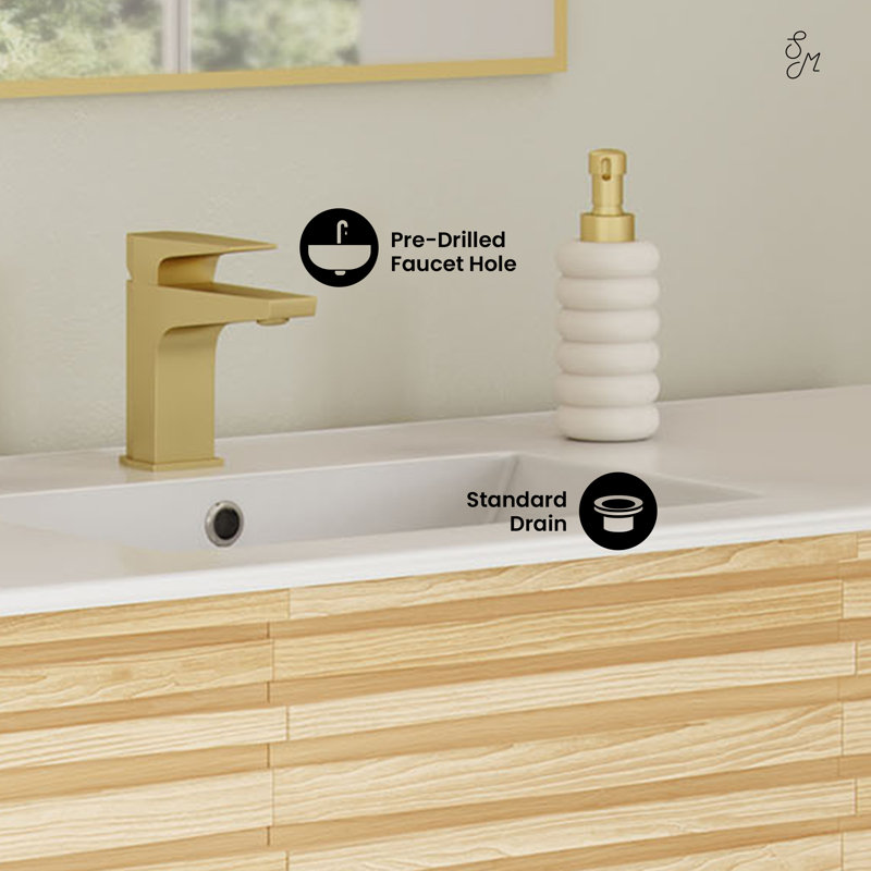 Cascade 48'' Bathroom Vanity in Natural Oak, Natural Oak, Single-Hole, White