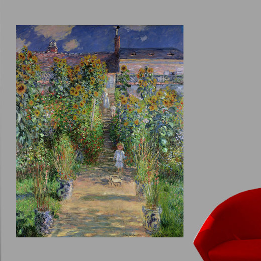 Adhésif mural Monet, Le jardin de l'artiste à Vetheuil (1880), H 24 po x l 19 po