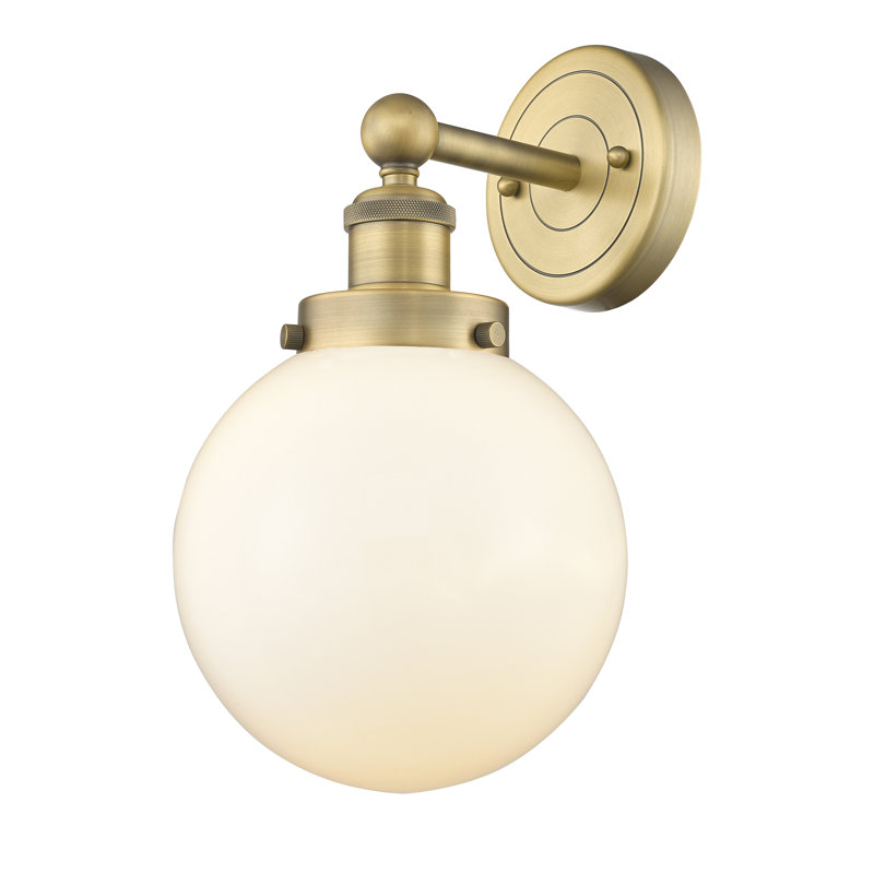 Chalkhill Armed Sconce, Matte White, Brushed Brass