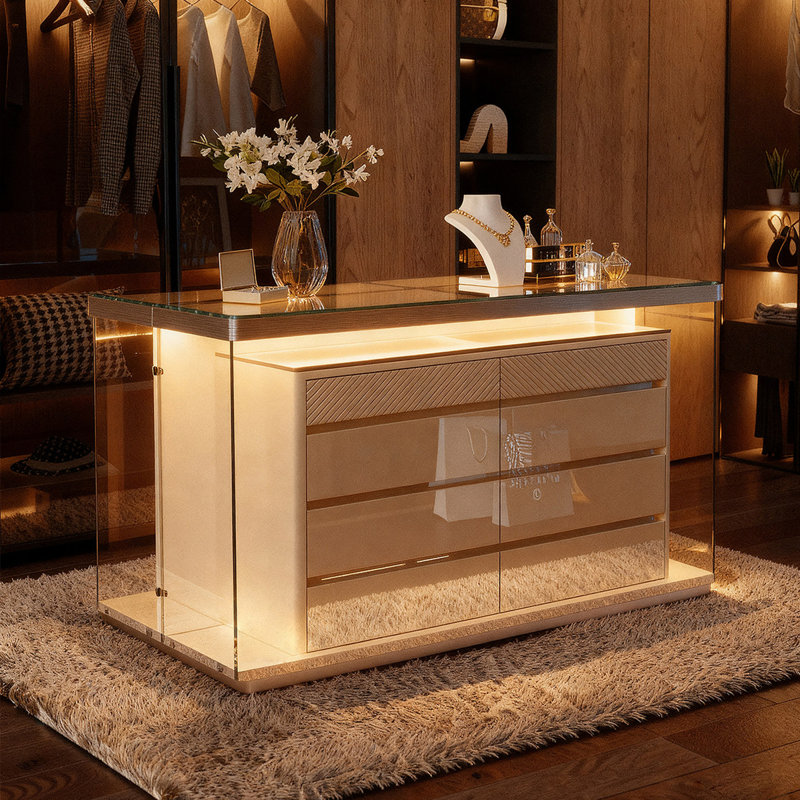 47.24"Italian luxury-style brown jewelry storage cabinet